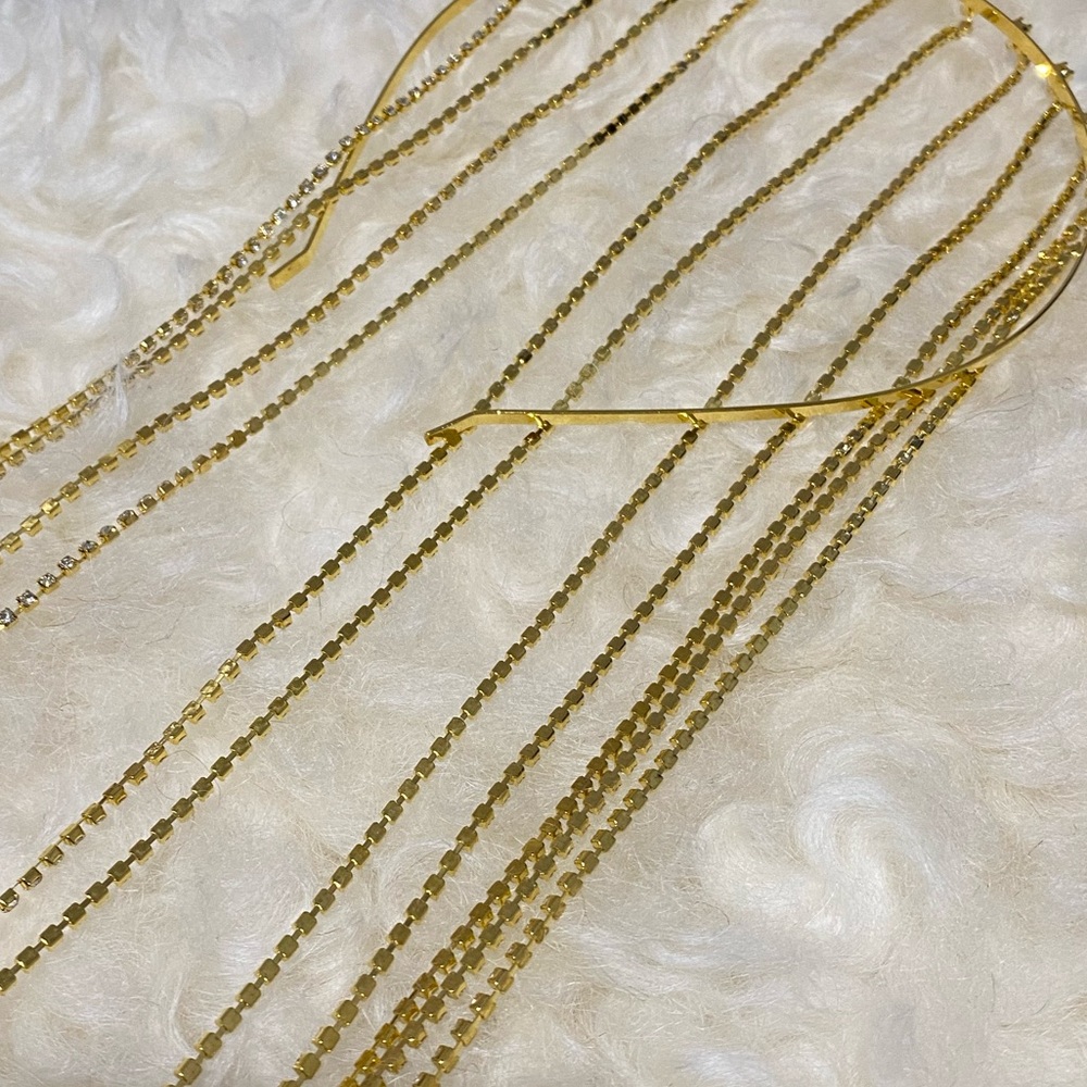 2 in 1 | Golden Sparkling Headband Hair Accessory Wedding Party Casual - Picture 6 of 8